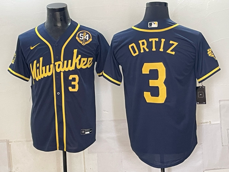Men 2026 Milwaukee Brewers #3 Ortiz blue Game Nike MLB Jersey 092403->atlanta braves->MLB Jersey